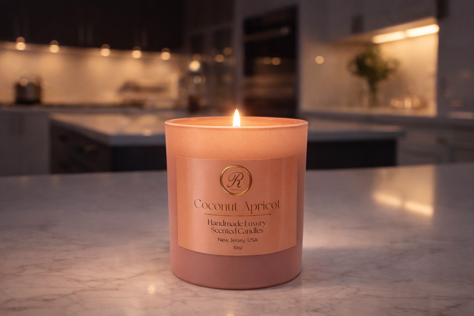 Coconut Apricot Handmade Candle -10oz - Image 2